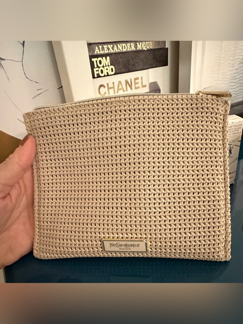 Yves Saint Laurent Beige Textured Pouch with Gold Hardware, 3 sample products - Picture 6 of 12